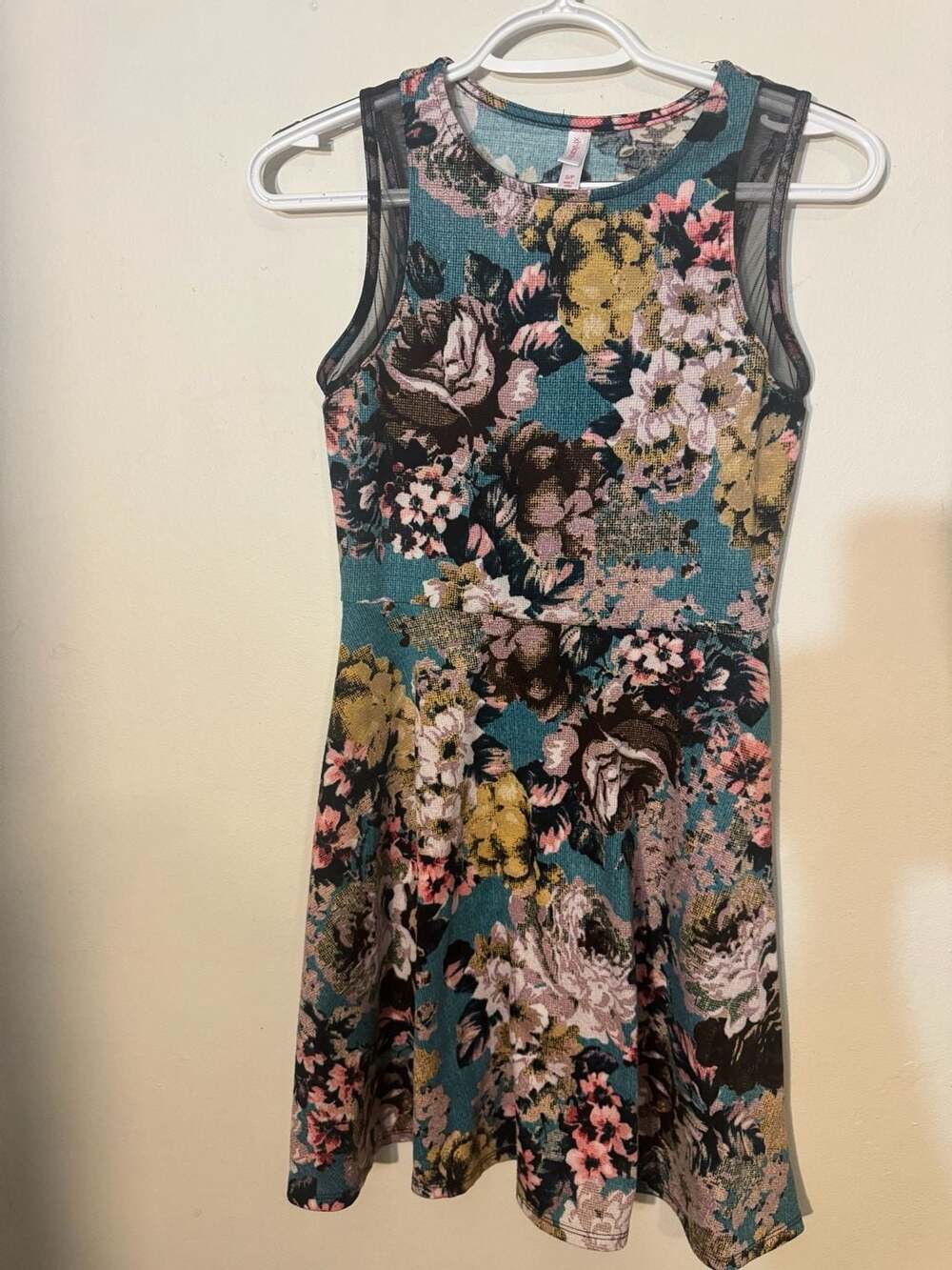 Xhilaration Floral Print Sleeveless Mesh Detail Dress Size S/P